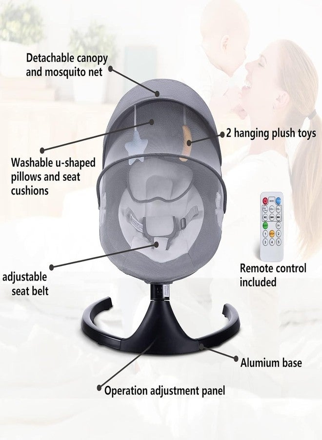 GNOLY سرير أطفال متأرجح أوتوماتيكي من GNOLY بخمس سرعات تأرجح، موسيقى بلوتوث، جهاز تحكم عن بعد، مؤقت وشبكة | مقعد مبطن للأطفال الرضع مع إمكانية الإمالة وألعاب | من 0 إلى 12 شهرًا (قطعة واحدة) - Image 4